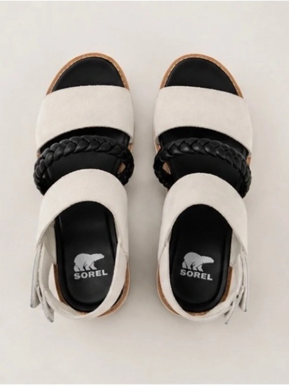 SOREL Kinetic Impact Slingback Platform Sandals Sea Salt Black Women’s 6